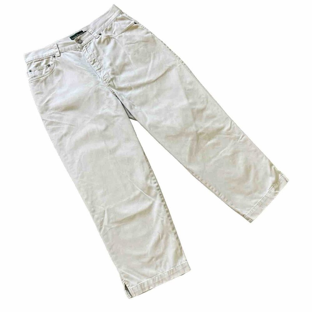 Lauren Ralph Lauren Chino Jeans Cropped Ankle Pants Stone Off-White Vintage Y2K
